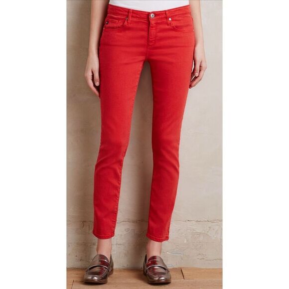 Adriano Goldschmied Jeans Womens Size 25R Red The Stevie Slim Straight Ankle - Picture 3 of 12